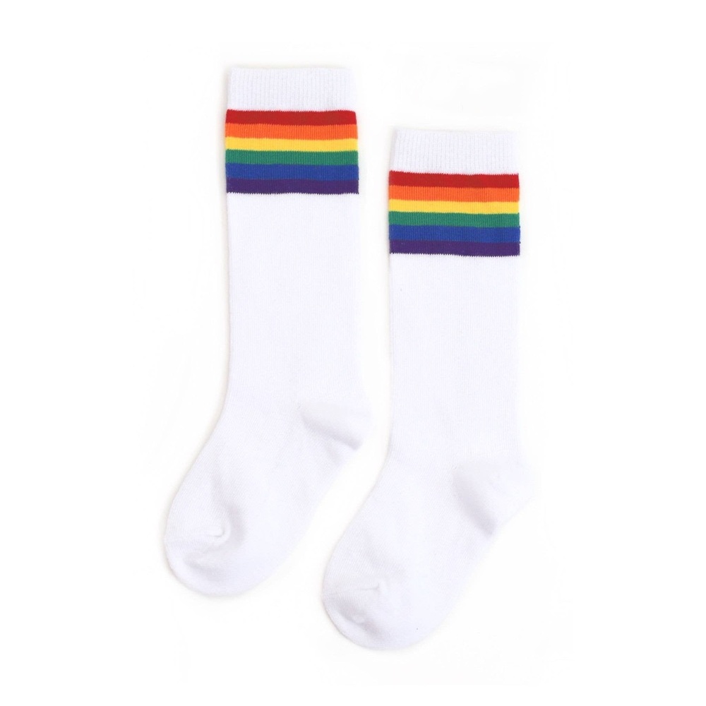Little Stocking Co. Rainbow Stripe Top Knee High Socks
